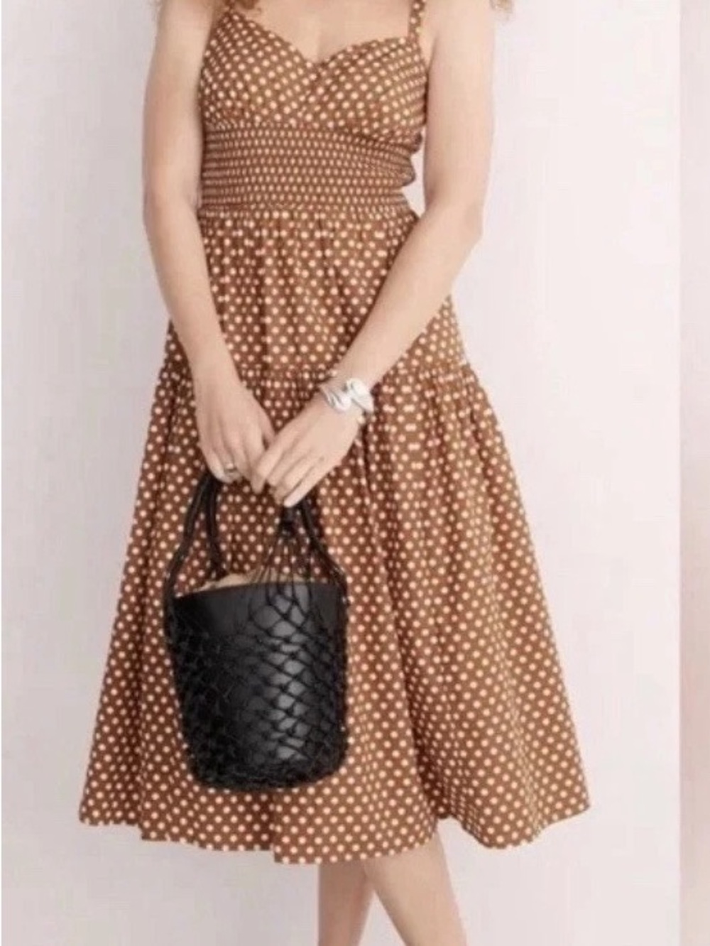 J. Crew Smocked sweetheart dress in classic dot, size 4, NWOT